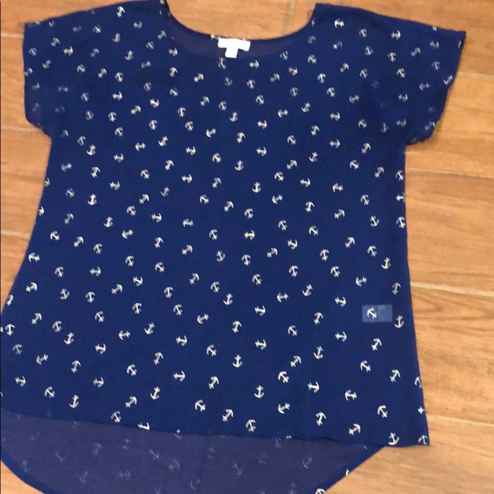 Navy and silver top